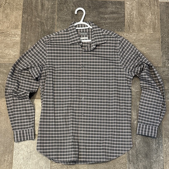 Michael Kors Men's Black and White Plaid Dress Shirt - Picture 1 of 1